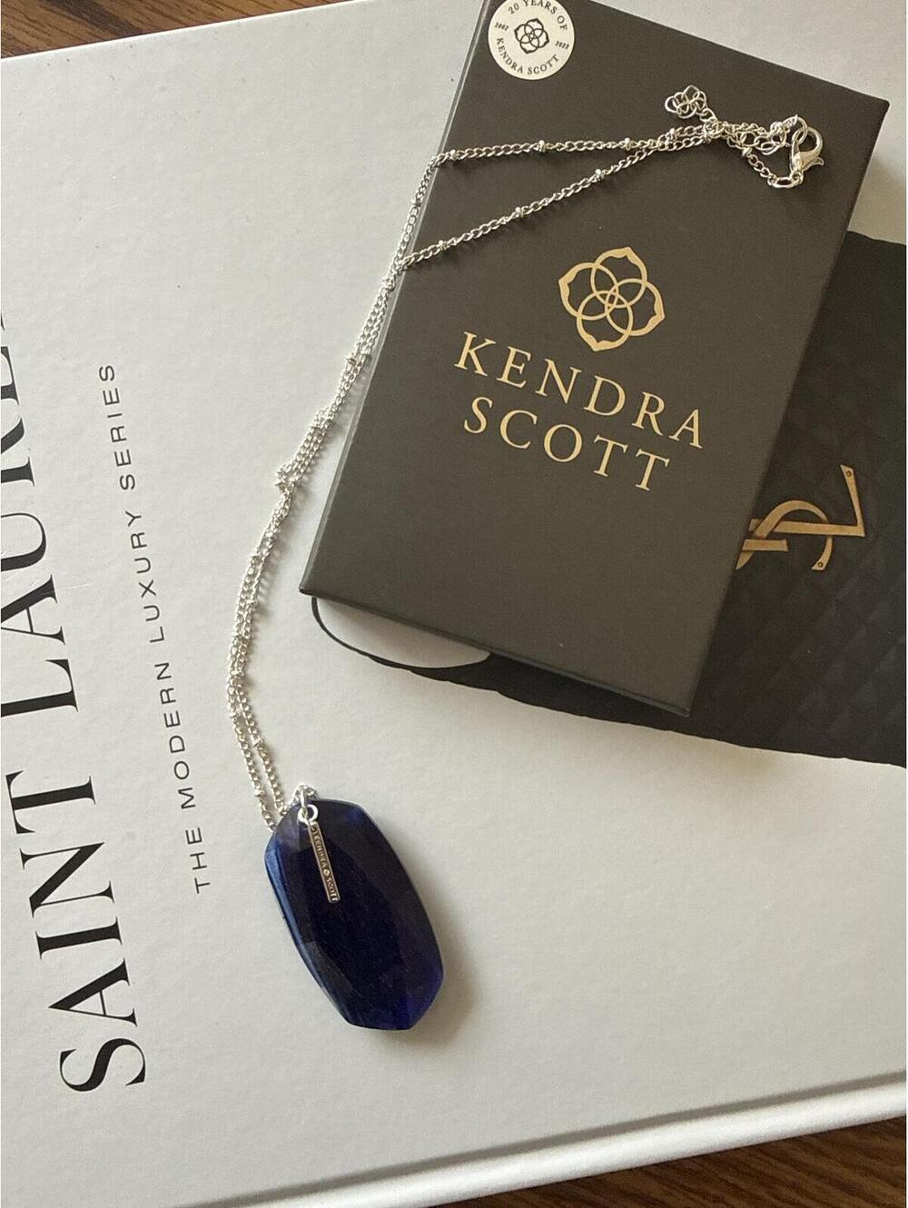 Upcycled Kendra Scott Blue Statement Pendant Necklace 19-21"